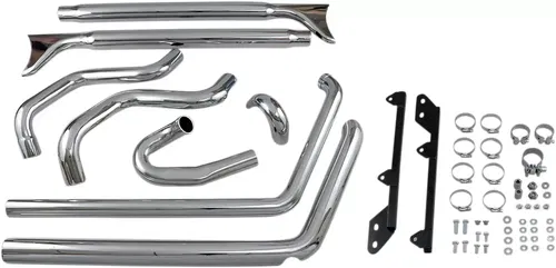 Bassani True Dual Fishtail Chrome 2-2 Motorcycle Exhaust 2007-17 Harley Softail