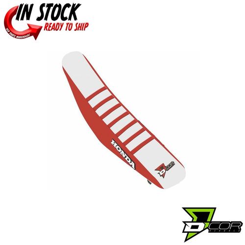 D'COR Seat Cover Red/White, Red Ribs Honda CRF250R 14-17 CRF450R 13-16