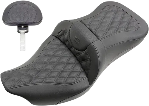 SADDLEMEN Roadsofa* Fits Seat - Full Lattice Stitch - With Backrest - FL '08-'24