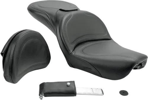 SADDLEMEN Fits Seat - Explorer* - With Backrest - Stitched - Black - FXDWG