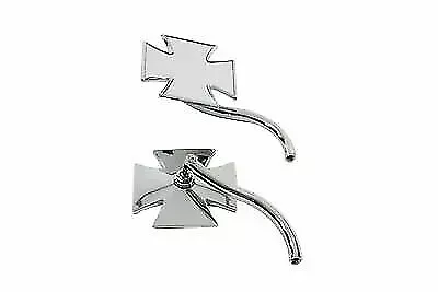 Maltese Mirror Set with Round Curved Stems for Harley Davidson by V-Twin
