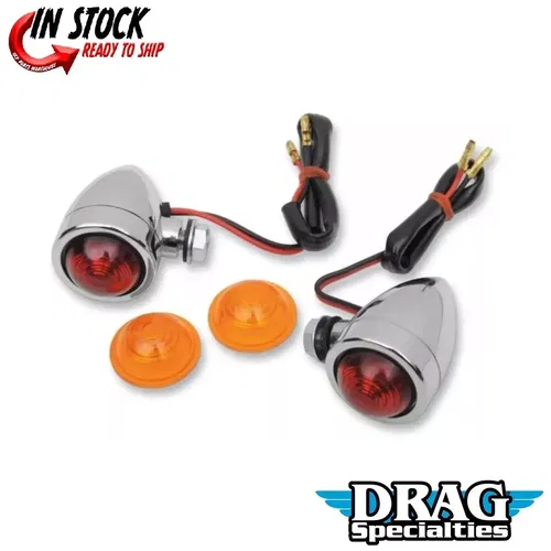 Drag Specialties 2040-0532 Chrome Turn Signals Mini Bullet Marker Lights