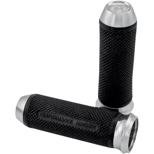 Performance Machine Elite Custom Grips for 1982-2017 Harley Dual-Cable Chrome