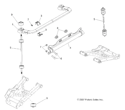 OEM 2008 - 2014 Polaris RZR 800 EFI Rear Weld Stabilizer Bar Sway Bar