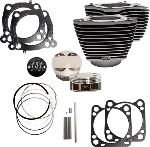 S&amp;S CYCLE Cylinder &amp; Piston Kit - Fits 131" Stroker - Wrinkle Black With