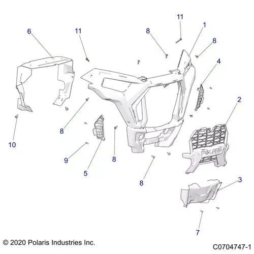 POLARIS FASCIA GRILL FRONT (GLOSS) 2019-2021 RZR XP 1000 OEM NEW 5455433-070
