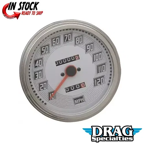 Drag Specialties DS-243832 White Face FL-Style 2240:60 Speedometer
