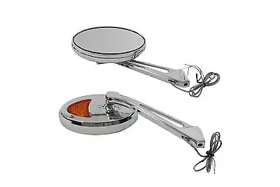 Ellipse Mirror Set with LED Turn Signal for Harley Davidson by V-Twin