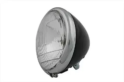 6-1/2 inch Spring Fork 6 Volt Headlamp Black fits Harley Davidson 49-0921