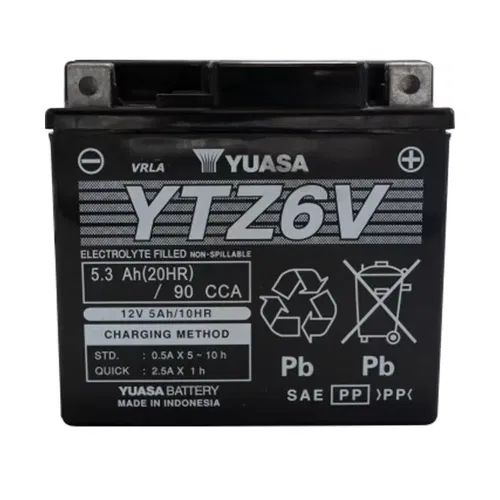 YUASA AGM MAINTENANCE FREE BATTERY YTZ6V 2020-24 KLX300R 22-2024 BMW CE 04