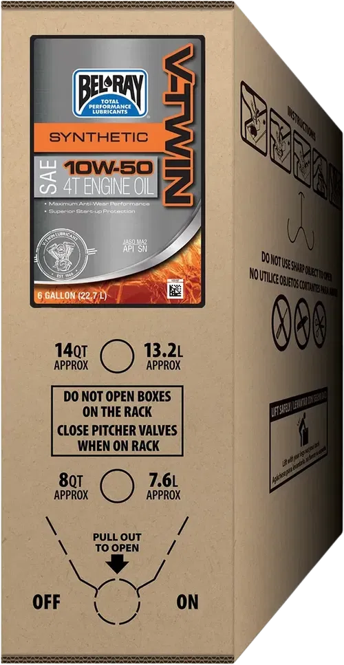 BEL-RAY Fits V-Twin Synthetic Oil - 10W-50 - 6 U.S. Gal. - Bag-In-Box