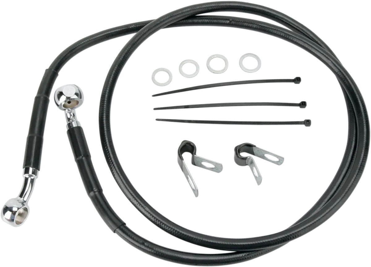 DRAG SPECIALTIES Brake Line - Front - Black - +10" - Fits FXD '00-'05