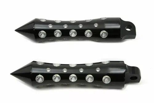 Black Agostinni Spike Style Footpeg Set for Harley Davidson by V-Twin