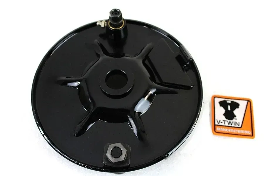 V-Twin Rear Mechanical Brake Backing Plate Kit Black fits Harley Davidson