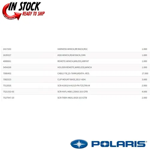 2022-2023 Polaris Ranger SP 570 300 Lb. Rear Cargo Box Winch 2890134