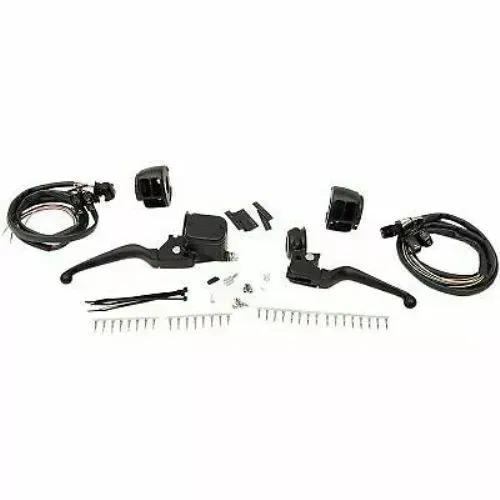 Matte Black Handlebar Control Kit DUAL DISC Softail Dyna Road King Sportster