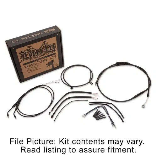 Burly Black Vinyl Extended Cable Kit for 14" Handlebars Harley Dyna FXD 98-05