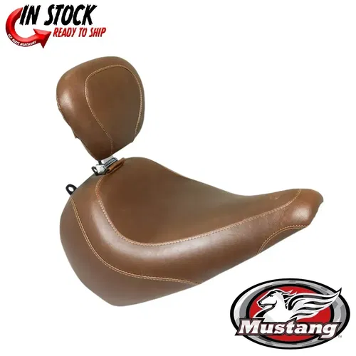 Mustang Wide Tripper Solo Seat Brown Smooth Front Includes Backrest 0802-1230
