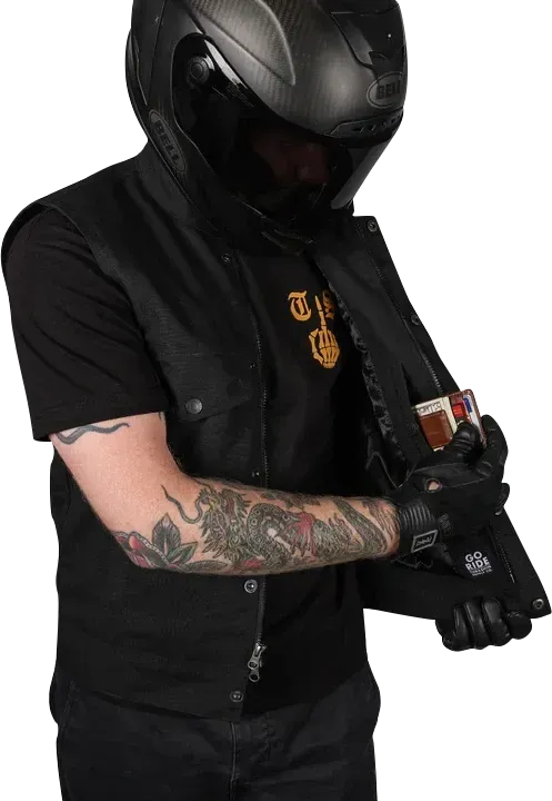 THRASHIN SUPPLY CO. Nightrider V2 Riding Vest - Black - Large Fits TMJ-12-10