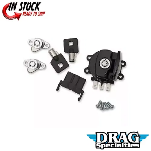 Drag Specialties 2106-0408 Black Side Hinge Ignition Switch & Saddlebag Lock Kit
