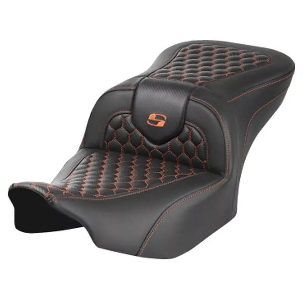 SADDLEMEN ROADSOFA SEAT HONEYCOMB ORANGE STITCH HARLEY 2023-2024 FLTR/FLHX