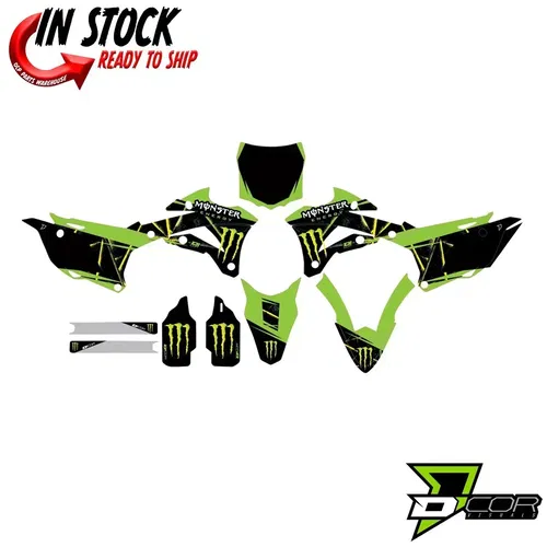 D'COR Monster Energy Slash Graphics Kit Kawasaki KX 85/100 2014-2021