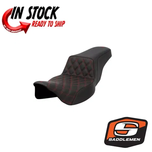 SADDLEMEN STEP UP EXTENDED REACH RED LATTICE STITCH GEL  08-23 HARLEY TOURING