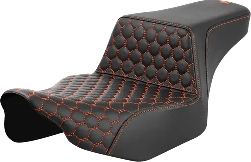 SADDLEMEN Step-Up Fits Seat - Extended Reach - Front Honeycomb - Orange Stitch -