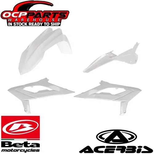NEW ACERBIS WHITE PLASTIC KIT 2023-2024 BETA 125 200 250 300 350 390 430 480 RR