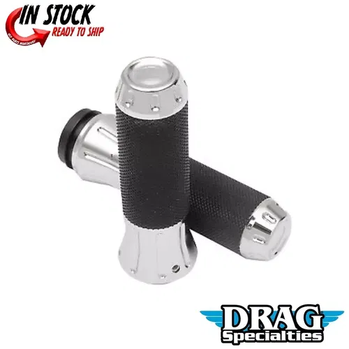 Drag Specialties 0630-1611 Chrome Custom Hand Grips for Harley Electronic TBW