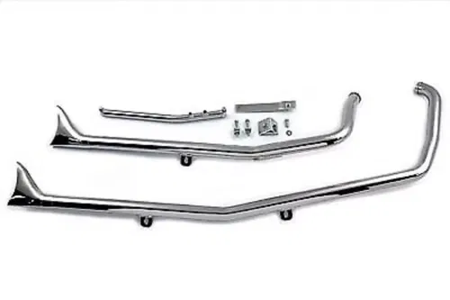 Exhaust Drag Pipe Set Fishtail Chrome fits Harley-Davidson 29-0500