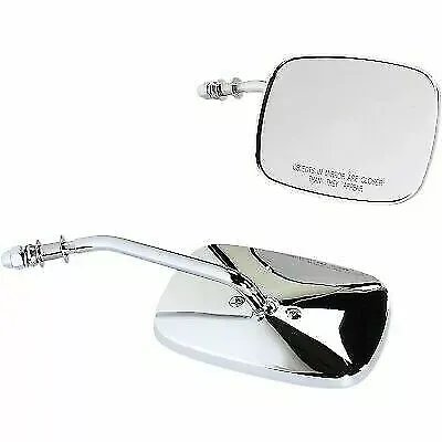 Drag Specialties Chrome Square Short Convex Mirrors for Harley 0640-0980