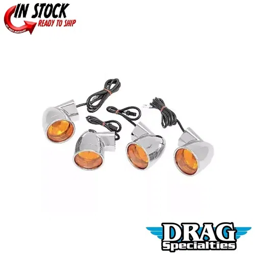Drag Specialites 2020-0391 Chrome Amber Bullet-Style DOT Turn Signal Kit