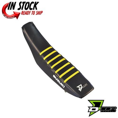 D'COR Ribbed Seat Cover Black W/Yellow Ribs Suzuki RM 125 250
