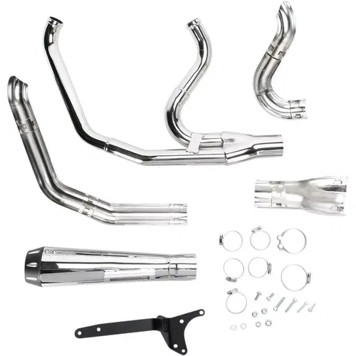 Bassani Chrome Short Road Rage Exhaust System 2-Into-1 for Harley FXR