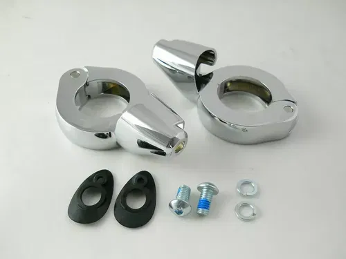 Chrome Front Turn Signal Relocation Kit 39mm Forks for Harley Davidson by V-Twin