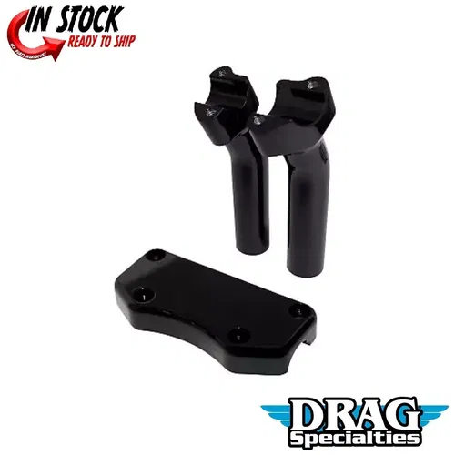 Drag Specialties Black 5.5" Pullback Handlebar Riser & Top Clamp Kit - 1" Harley