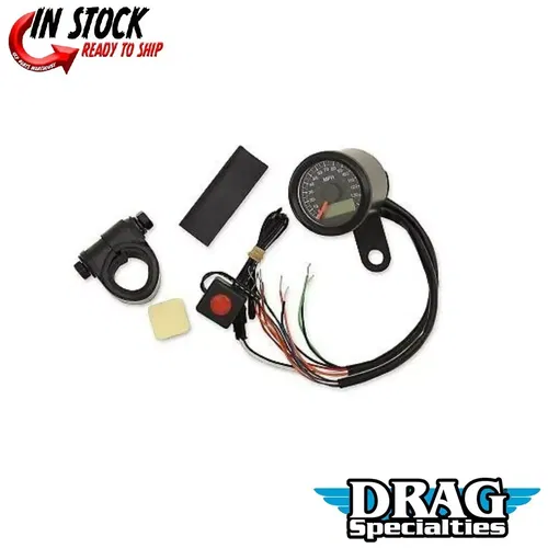 Drag Specialties 2210-0420 Black 1-7/8" Mini Programmable Electronic Speedometer