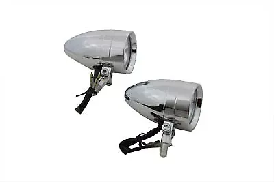 Chrome Torpedo Marker Lamp Set with Clear Lens for Harley Davidson by V-Twin