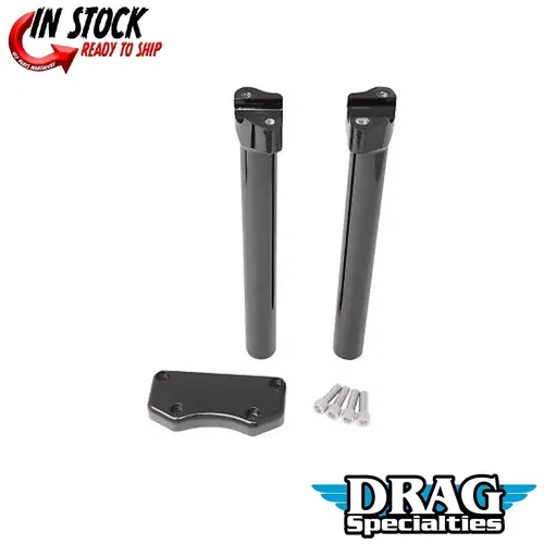 Drag Specialties Black 12" Handlebar Riser & Top Clamp Kit for 1" Harley
