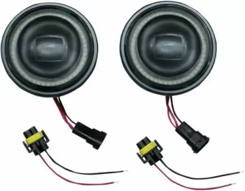 Kuryakyn 4-1/2" Orbit Vision LED Passing Lamps 2466 Indian with White Halo Black
