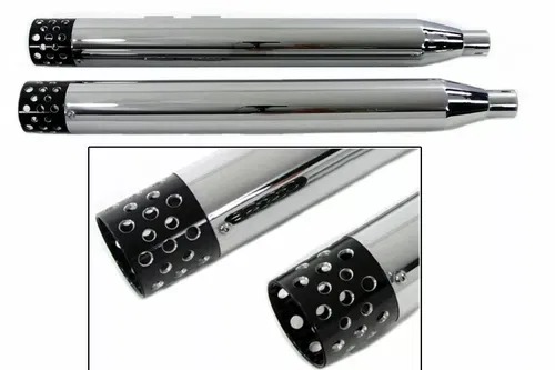 Muffler Set with Black Shooter Style Ends for Harley Davidson by V-Twin