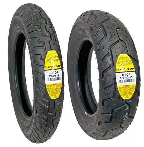 Dunlop D404 110/90-19 Front 170/80-15 Rear Motorcycle Tires Set Tire