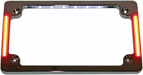 Custom Dynamics Tri-Horizontal License Plate Frame w/ Flush LEDs Chrome