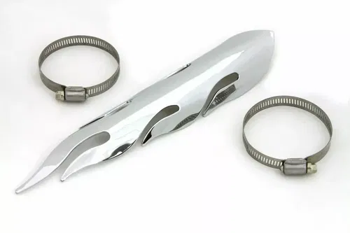 Exhaust Heat Shield Flame Style for Harley Davidson by V-Twin