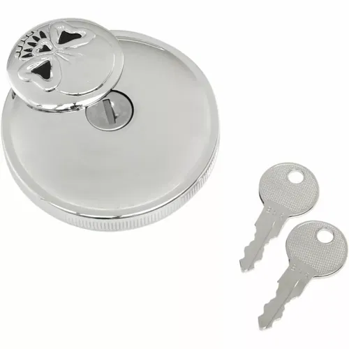 Drag Specialties Chrome Skull Non-Vented Locking Gas Cap for 1996-2017 Harley