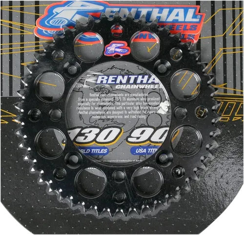 RENTHAL Rear Sprocket - Aluminum - Fits 48 Tooth - Black - Suzuki/Yamaha