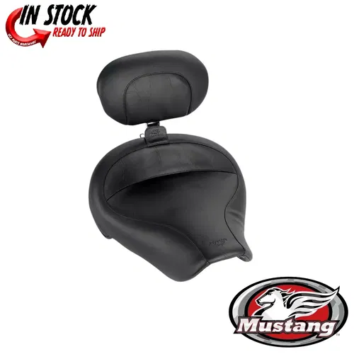 Mustang Wide Touring Vintage Solo Seat with Driver Backrest