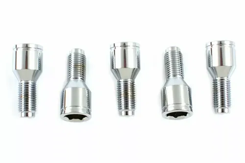 Brake Drum Lug Bolt Set Chrome for Harley Davidson by V-Twin 5 PACK