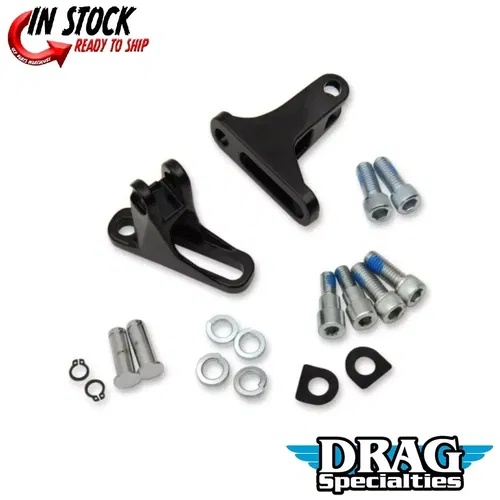 Drag Specialties Gloss Black Short Passenger Footpeg Mount Kit for Touring 93-22